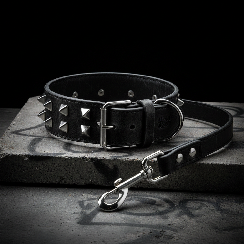 Heavy-duty bully breed collar and leash set