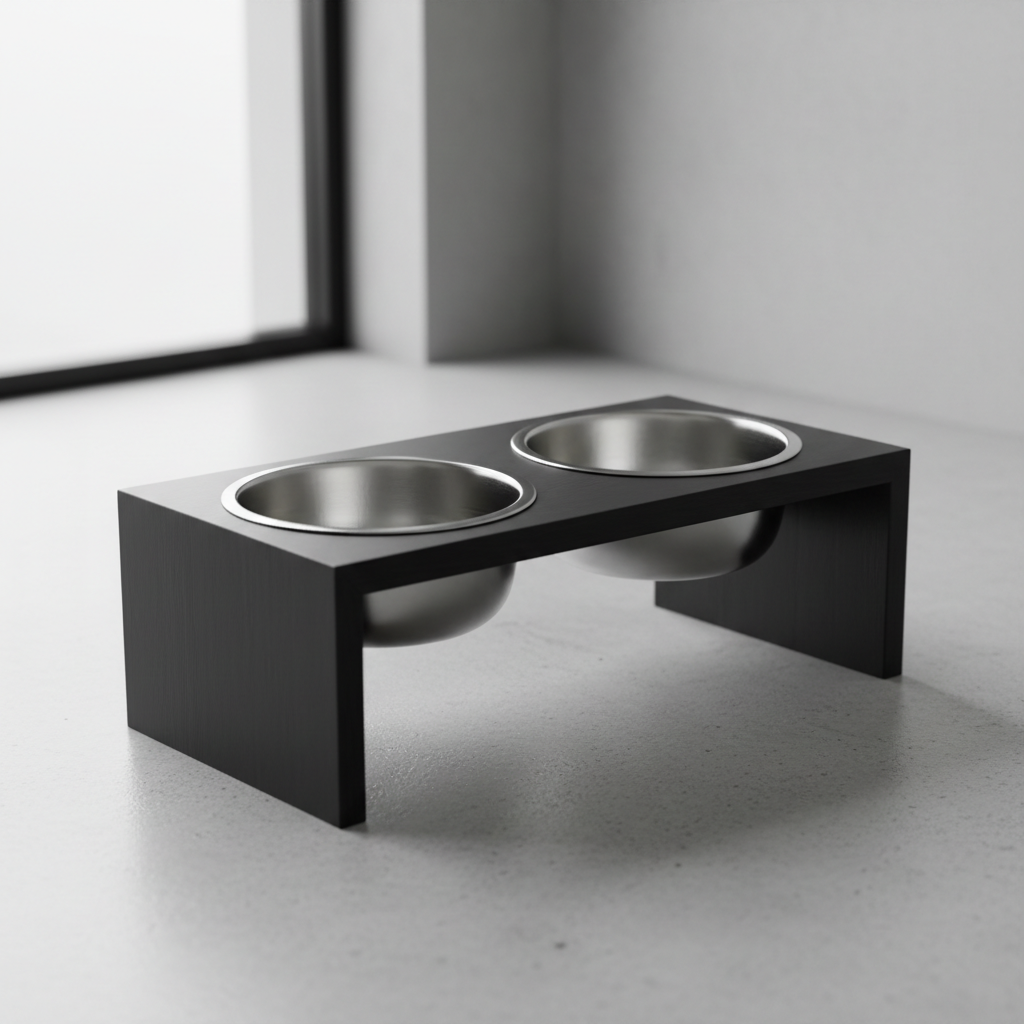 Shortboy elevated stainless steel feeding bowl set for bully breeds