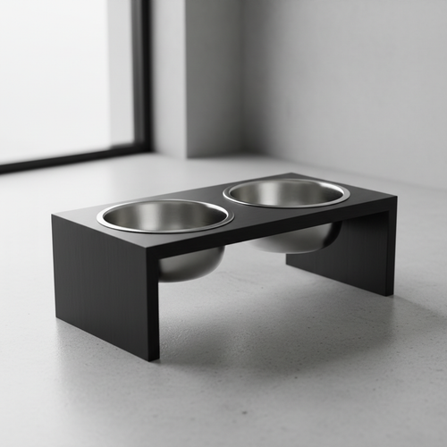 Shortboy elevated stainless steel feeding bowl set for bully breeds